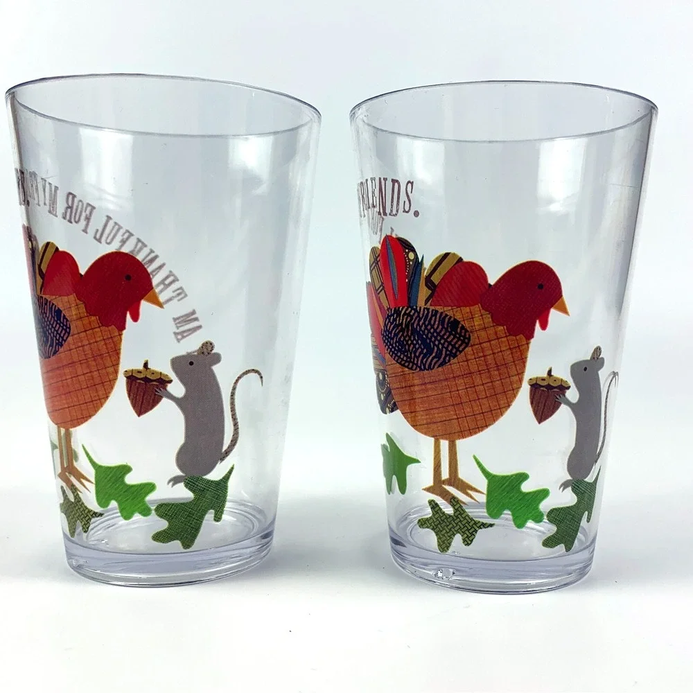 Pottery Barn Kids Im Thankful For My Friends‎ Thanksgiving Set of 2 Cups Turkey - Picture 14 of 16